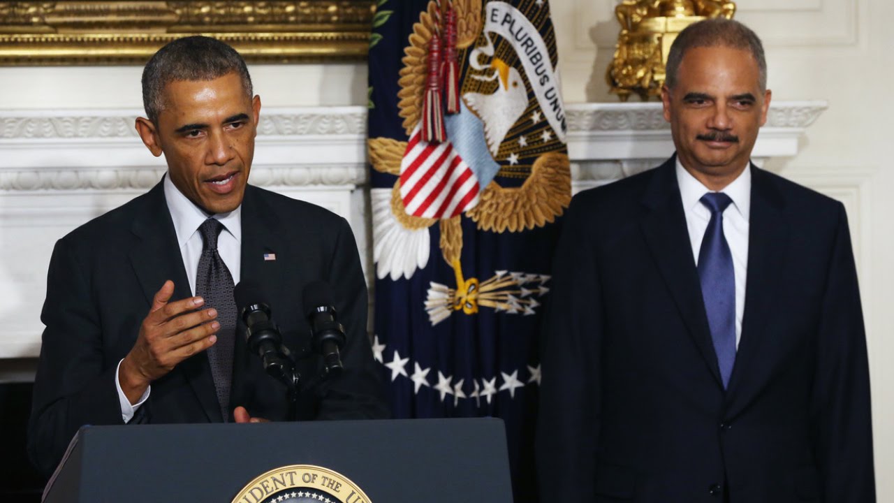 Eric Holder Says Goodbye During Obama Press Conference