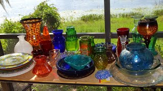 Shopping for Glass at Goodwill for Upcycled Birdbath DIY #Birdbath #diy #thriftstore #goodwill