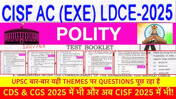CISF AC 2025: POLITY Questions Analysis with Sources #cisfldc  #capf2025