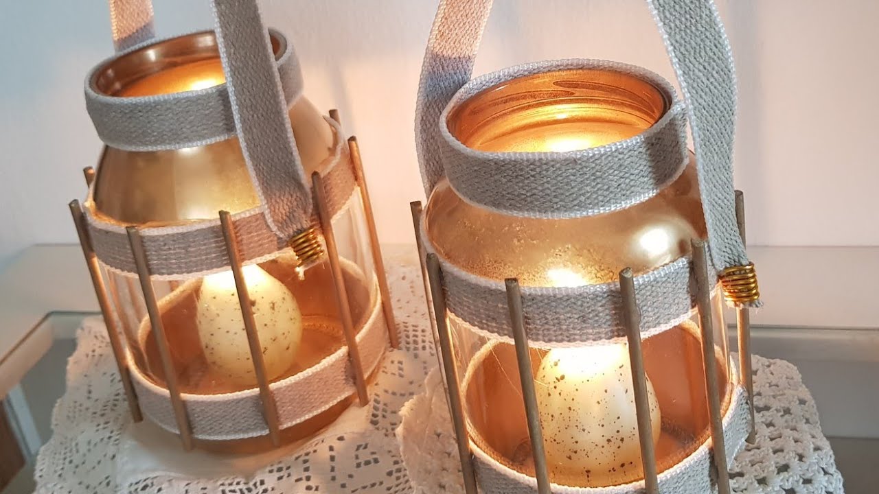 lanterna decorativa con barattolo di vetro/riciclo creativo tutorial/decorative jar diy