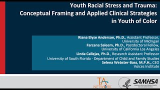 Youth Racial Stress and Trauma: Conceptual Framing and Applied Clinical Strategies in Youth of Color