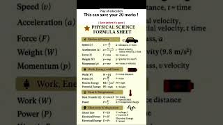 physics science formula sheet