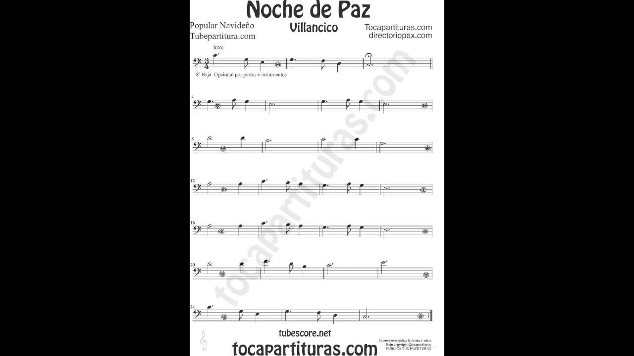 Noche de Paz Partitura en Clave de Fa para Trombón Tuba Noche de Paz Partitura en Clave de Fa para Trombón Tuba