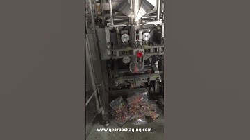 Jelly bean candy bar multi weighing heads bag filling sealing packing machine high speed video