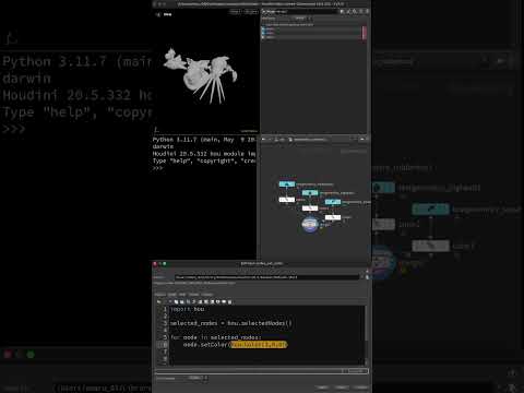 Houdini Python Basics function 003 - node.setColor(hou.Color(r,g,b))