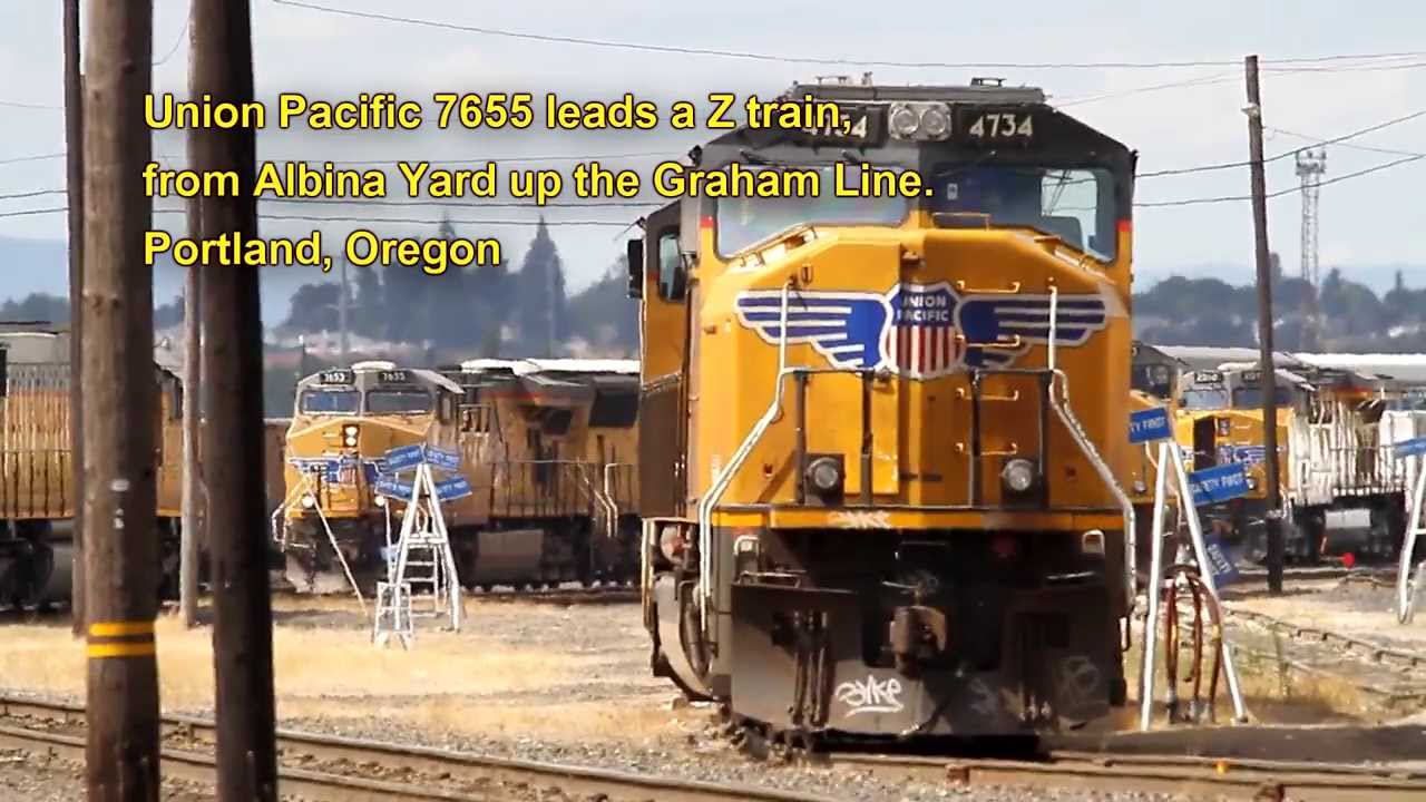UP 7655 leads a Z train from Albina Yard up the Graham Line - Portland, Oregon