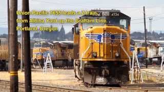 UP 7655 leads a Z train from Albina Yard up the Graham Line  Portland, Oregon