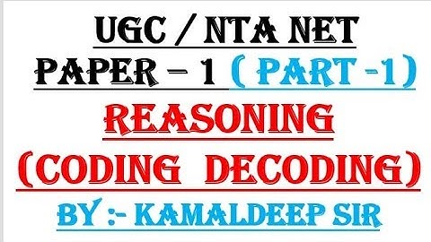 coding decoding UGC NTA NET REASONING updated 2019