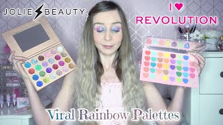 VIRAL RAINBOW PALETTES 🌈 BOMB DOT COM JOLIE BEAUTY \& I HEART REVOLUTION EYESHADOW 💖