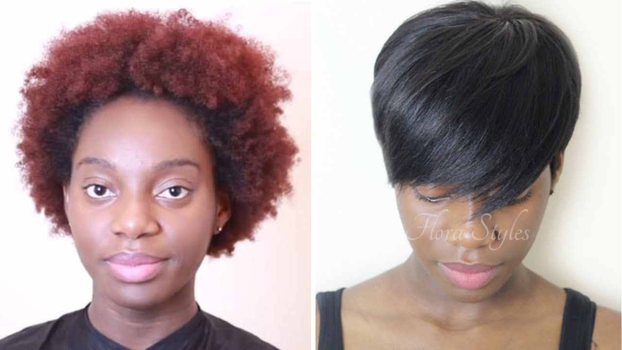 natural hair transformation - rihanna inspired hair cut | pixie weave (27  pieces)