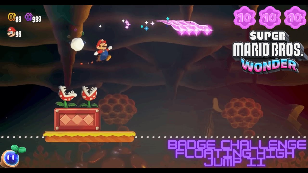 [Super Mario Bros. Wonder] Badge Challenge Floating High Jump II All Collectables 100%