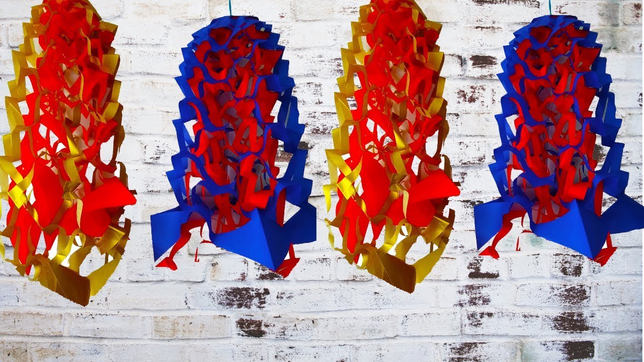 Wall hanging decoration with paper.Paper lantern decoration., image size:1280x720