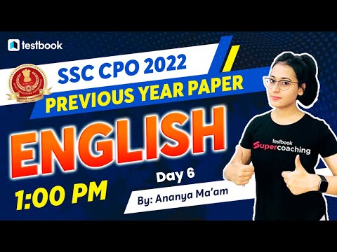 SSC CPO English Classes 2022 | SSC CPO Previous Year Questions Paper - 06 | By Ananya Maam