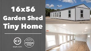 Walkthrough 16x56 Garden Shed with Premium Package #14073  Shed to Home Conversion Portable Building