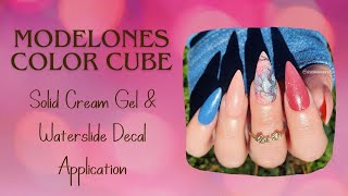 Modelones Color Cube | Solid Cream Gel Polish | Waterslide Decal Tutorial Wealth