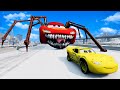 Epic escape from the lightning mcqueen eater  car vs lightning mcqueen eater  beamngdrive 3