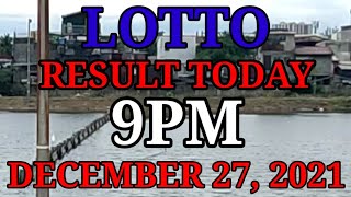 LOTTO RESULT TODAY 9PM DRAW DECEMBER 27,2021