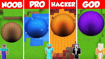 ROUND TUNNELS PIT HOUSE BUILD CHALLENGE - Minecraft Battle: NOOB vs PRO vs HACKER vs GOD / Animation