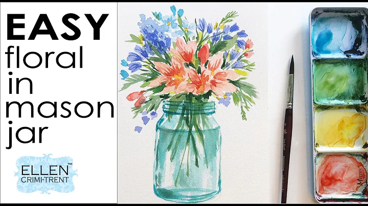 Easy Watercolor Flowers in Mason Jar/ Step by Step...