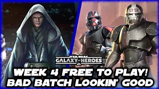 Nooch Vader Free to Play SWGOH Farming - Week 4 Update!  Bad Batch & Ships Looking Good