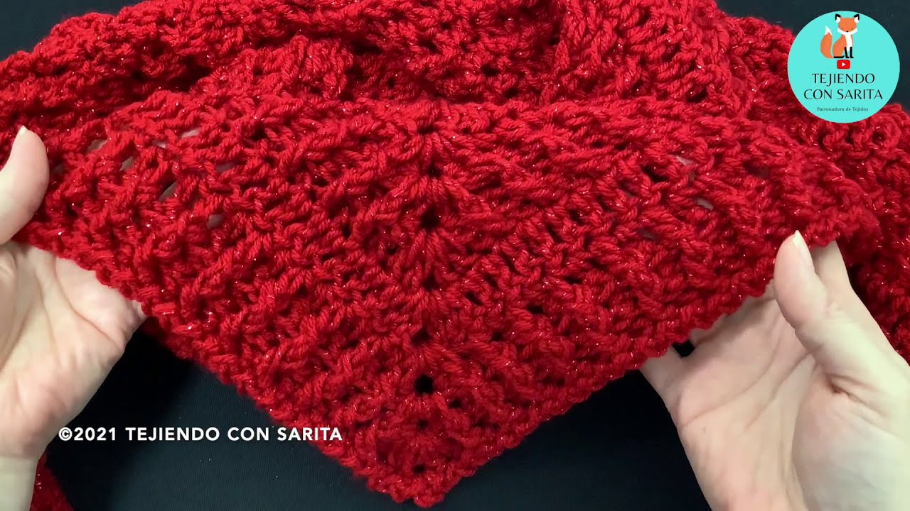Bufanda o chal a crochet o ganchillo paso a paso, Pashmina tejida a crochet Tejiendo con Sarita