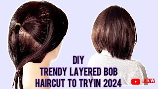 #21⚫️Diy layered bob✨ / Corte bob en capas / ✨Carré plongeant dégradé