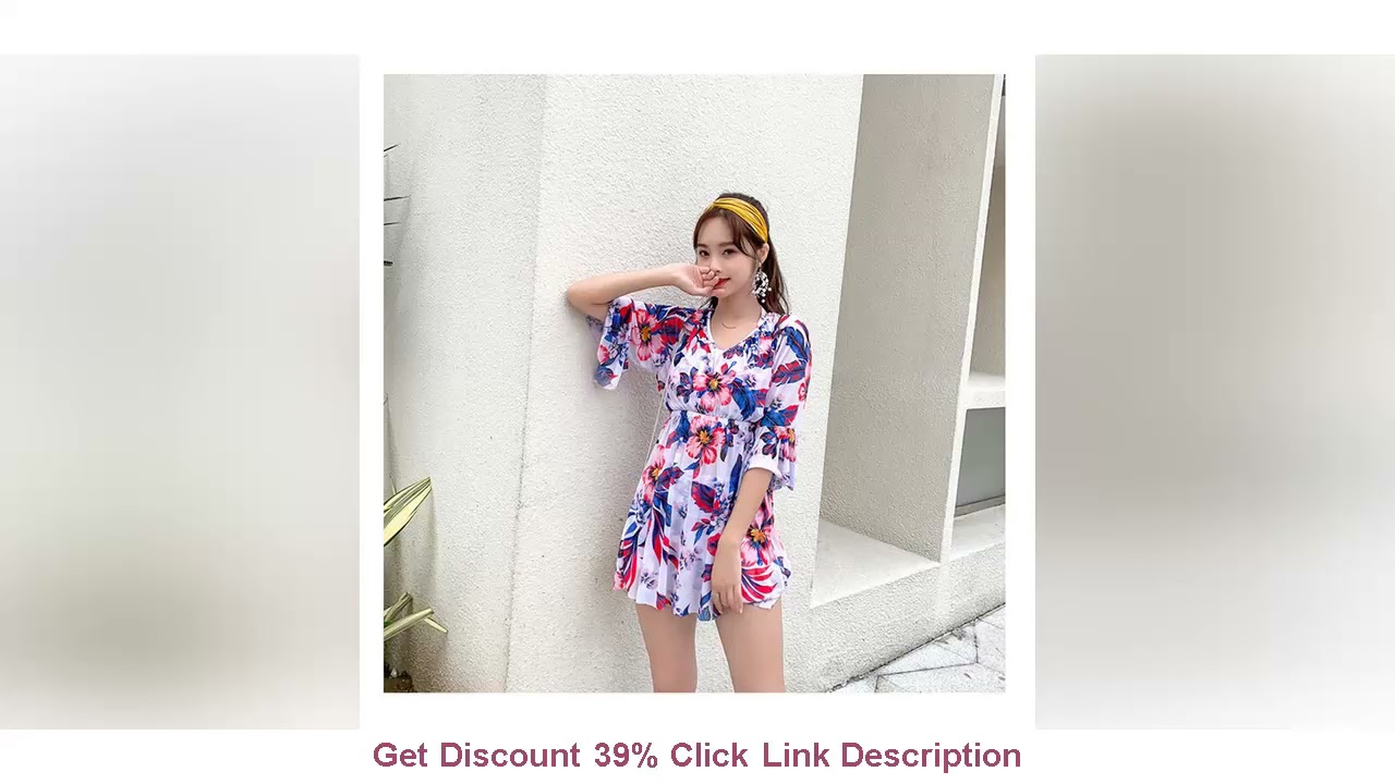 Deal Three Piece Swimsuit Skirt Women 2020 Tankini Swimwear Flower Print Bathing Suits Female Bikin