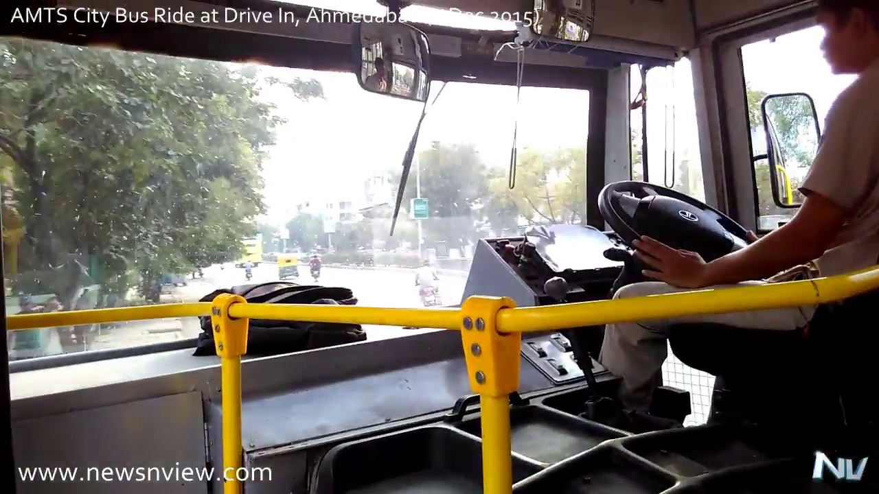 AMTS City Bus Ride at Drive In Cinema Road in Ahmedabad