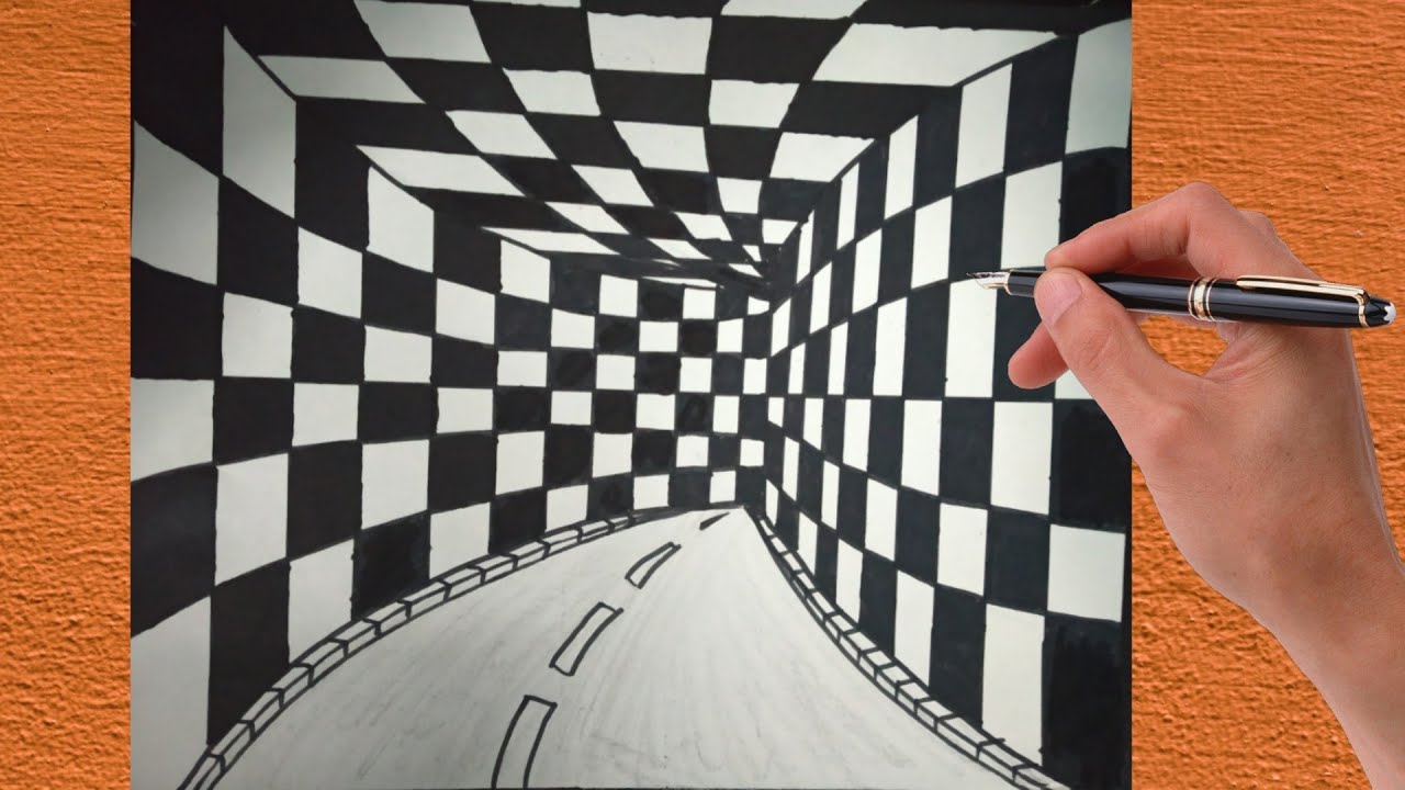 How To Draw 3d Tunnel Drawing ! Optical illusion ! Step By Step 3d ...