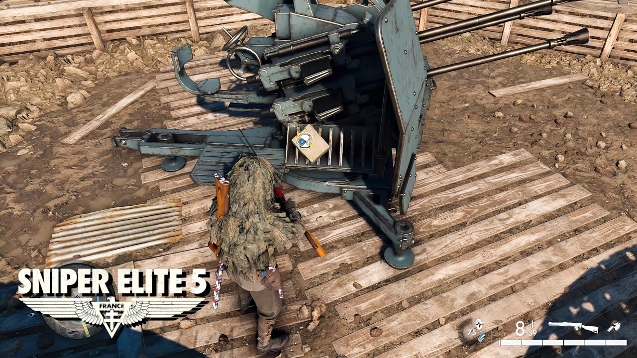 Crash landing missed recovery, disable anti-aircraft guns [Sniper