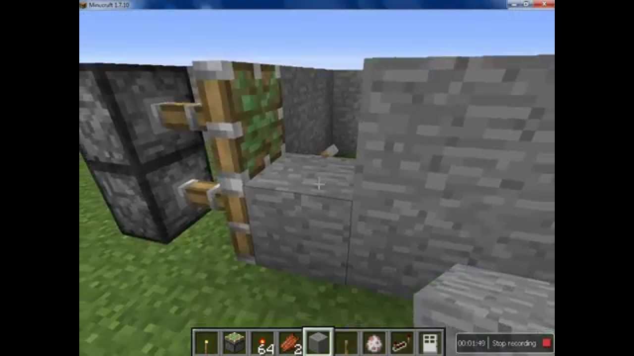 2x1 Sticky Piston Door Using Redstone 1 7 10 Simple Youtube