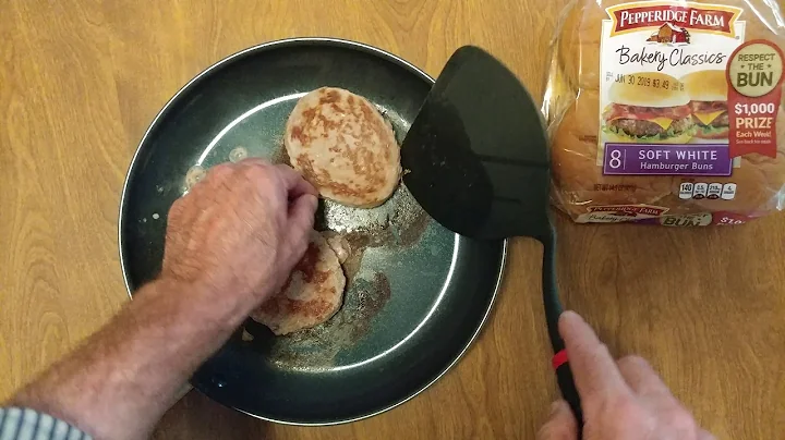 COOKING 2 FROZEN JENNIE O TURKEY BURGERS IN BLUE D...