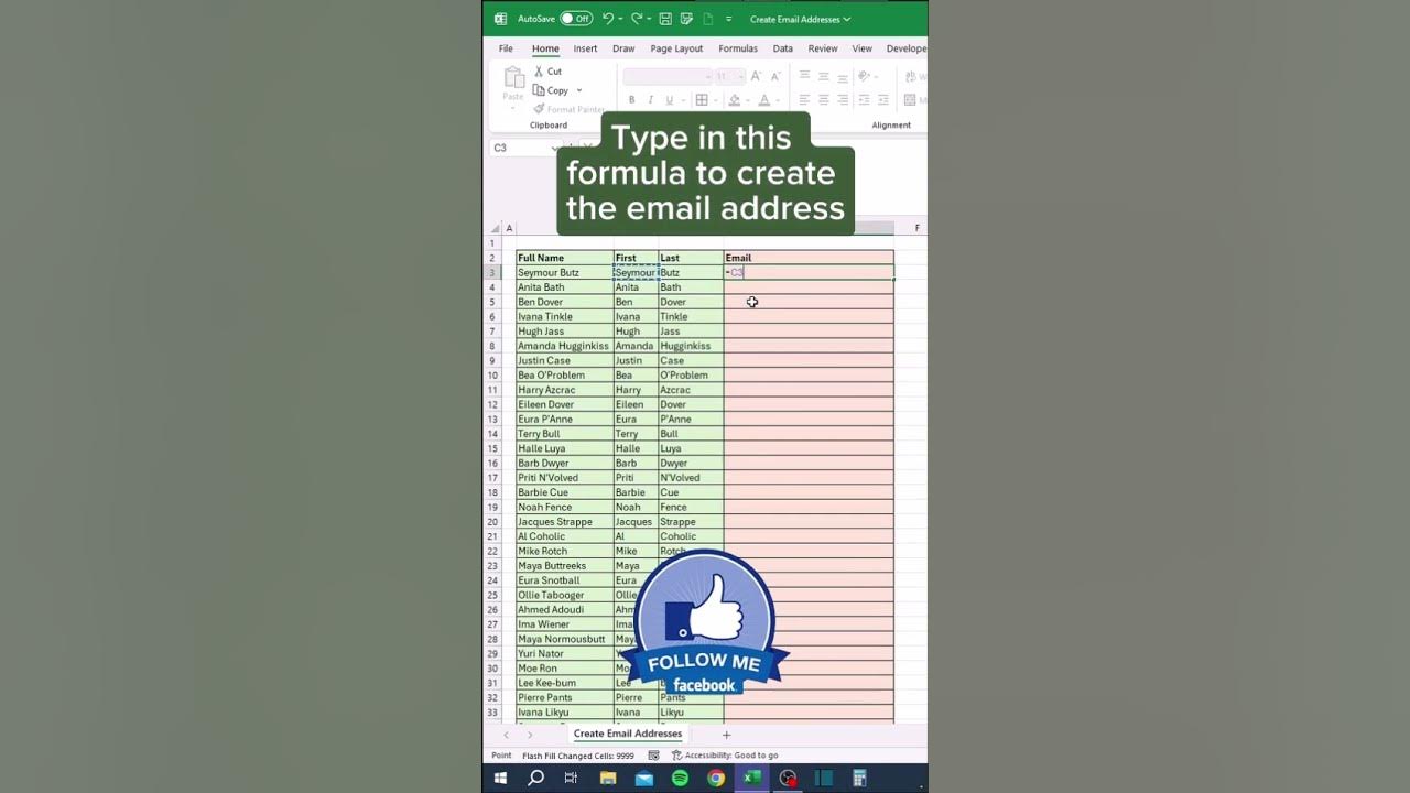Creating email address in excel excelfansonly youtube