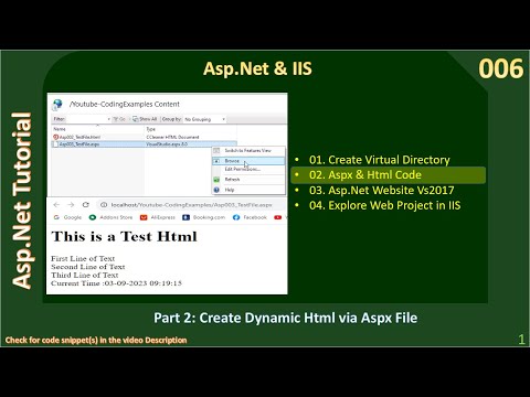 Asp Net & IIS | Part 2 - Create Aspx File for DHTML | Asp Net C# Tutorial #006