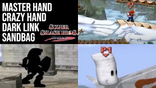 Playing As Master Hand, Crazy Hand, Sandbag, & Dark Link In Super Smash Bros Melee