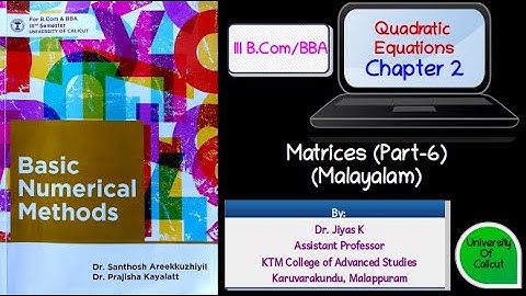 III Semester B.Com/BBA/Basic Numerical Methods- Chapter 2/Part 6/ /Transpose/symmetric matrices