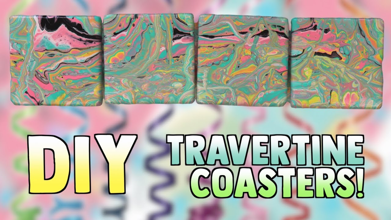 (#72) HOW TO ACRYLIC PAINT POUR ON TRAVERTINE TILES ...