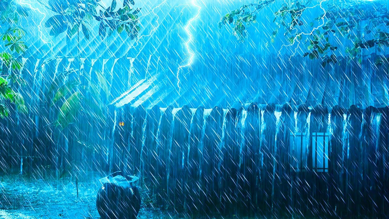 Fall Asleep on a Stormy Night with Torrential Rain & Powerful Thunder on a Tin Roof of an Old Hut