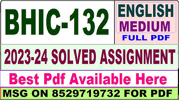 bhic 132 solved assignment 2023-24 || bhic 132 solved assignment 2024 in English || bhic 132