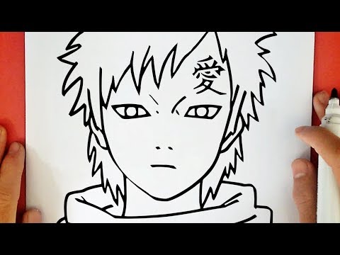 desenho de anime fácil, Como desenhar a metade do rosto de Gaara fácil