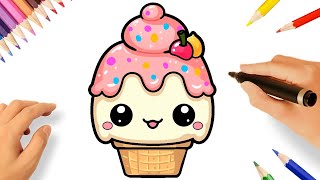 Como Desenhar Um Sorvete Kawaii