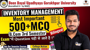 Inventory Management | Lec - 3 | Bilingual most important mcqs | B.com 3rd Semester Exam | For DDU