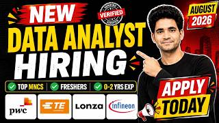 Latest Data Analyst Fresher Jobs Verified MNC Openings August 2026
