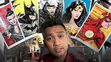 Painting DC, MARVEL and STAR WARS characters in GOUACHE and INK- Studio VLOG