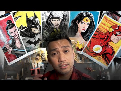 Painting DC, MARVEL and STAR WARS characters in GOUACHE and INK- Studio VLOG