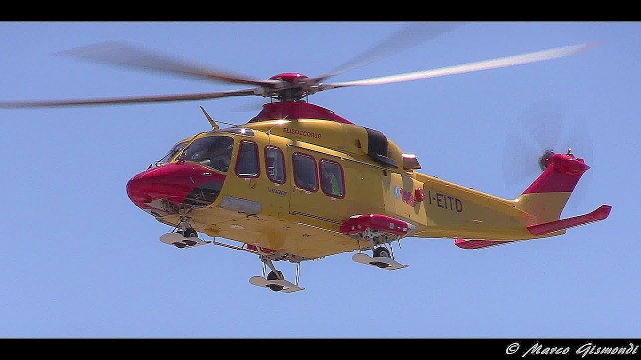 AW-139 [I-EITD] Inaer (118 Elisoccorso Toscana) decollo da ospedale Cisanello (Pisa)