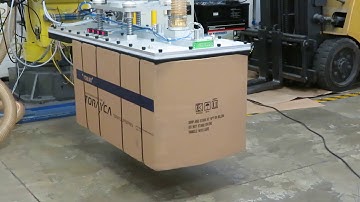 Handling heavy corrugated boxes with vacuum gripper - Piab