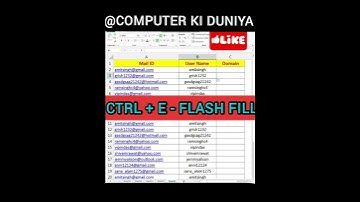 Seperate User name & domain name form mail id #exceltricks #excel #excelshorts #exceltips #shorts