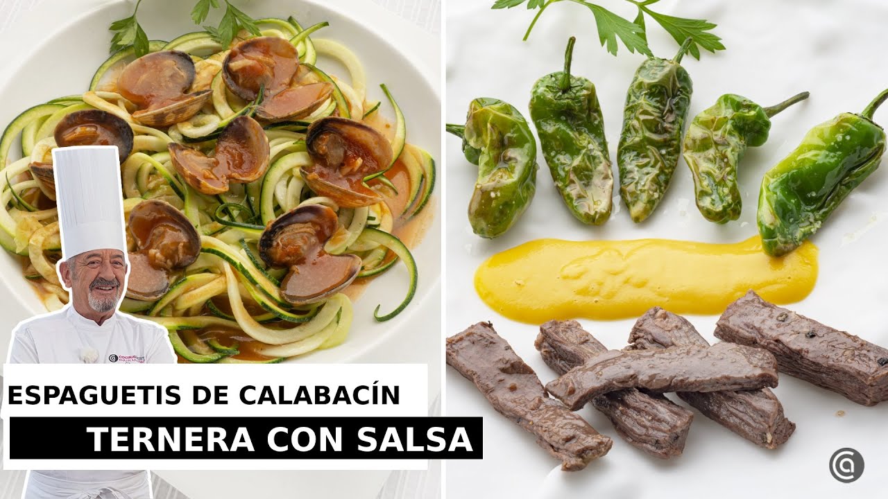 ESPAGUETIS de CALABACÍN - TERNERA con salsa y pimientos // Cocina Abierta
