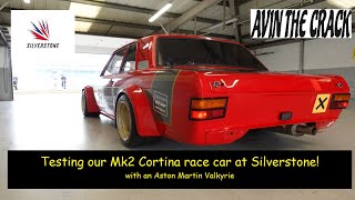 Testing our Mk2 Cortina race car at Silverstone with an appearance from an Aston Martin Valkyrie!